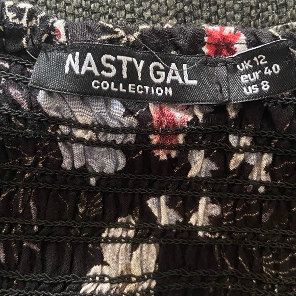 Nasty Gal Black Floral Off-Shoulder Dress Size 8 - Picture 12 of 16